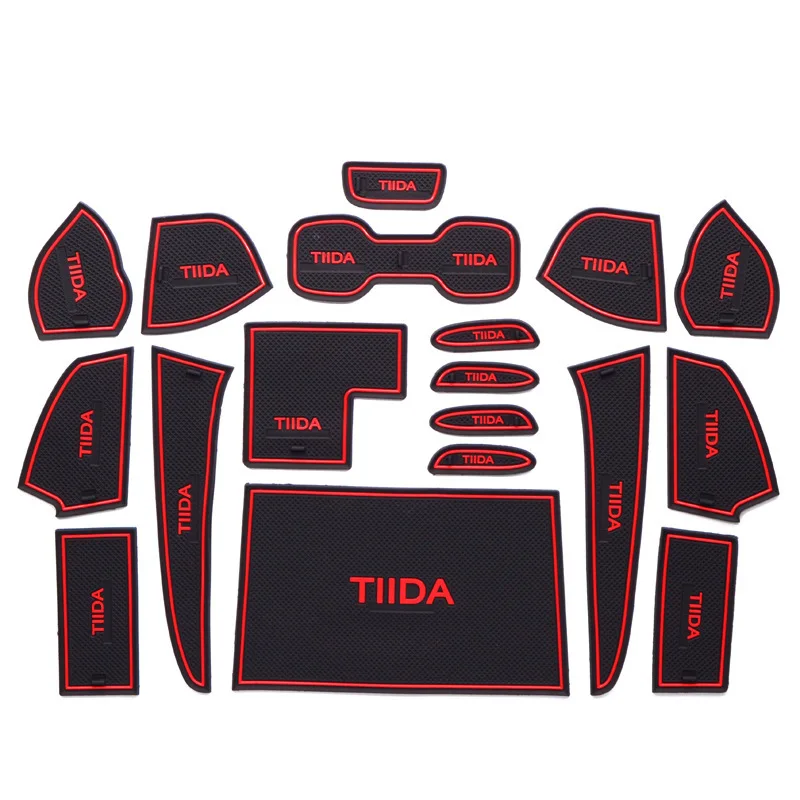 

18Pcs Lot Car Interior Upholstery For 16 Tiida Rubber Mat Car Accessories Non-Slip Mat Auto Accessories Interior