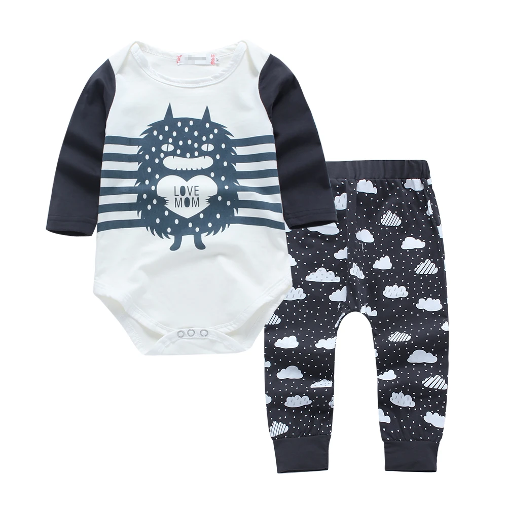 

2019 Autumn style infant clothes baby clothing sets Baby Boy Girl Monster Clothes Romper+ Pants Trousers Outfits Set 2pcs Suit