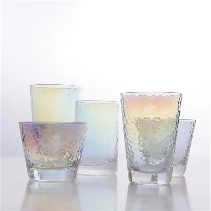 

Creative Rainbow Cup Hammered Glass Magic Cup Colorful Water Tumbler