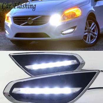 

Car Flashing 1 Set LED DRL Daytime Running Lights Daylight Fog Lamp cover liaht car-styling for Volvo S60 2009 2010 2012 2013