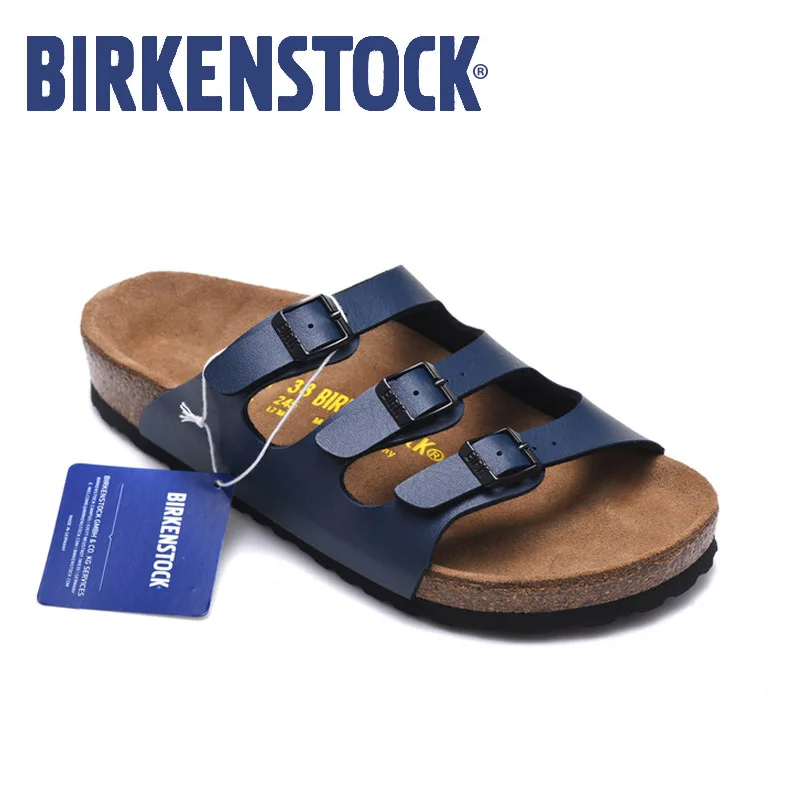 

Birkenstock Sandals 2019 men women summer Beach Slippers Birkenstock Florida Leather Flip Flop Sandalia hombre mujer EU35-46