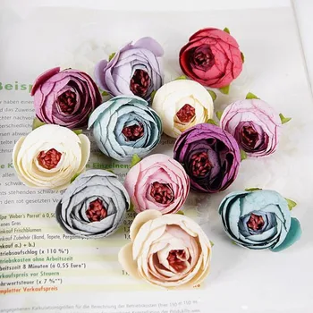 

10Pcs Artificial Tea Rose Bud small peony flower head flores for wedding decoration Wreath Scrapbooking DIY Craft Fake Flowers