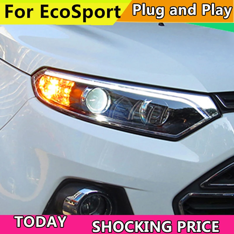 Стайлинга автомобилей чехол для Ford EcoSport 2013 2015 головной светильник s светодиодный