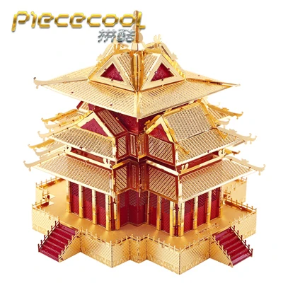 PK075-RG Piececool 3D металлическая головоломка Yuewang Строительство башни модель комплект DIY 3D лазерная резка собрать Развивающий Пазл игрушки для взрослых детей - Цвет: PK075-RG