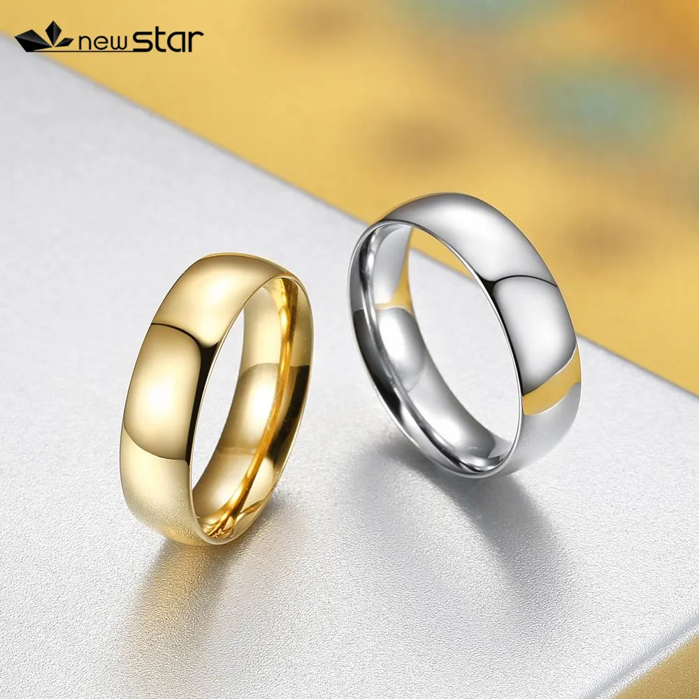 Wedding Rings For Lover Gold-Color Stainless Steel Couple Rings For Engagement Jewelry Wedding Bands