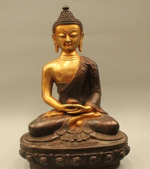 

19" Chinese Tibet Buddhism Folk Bronze Gild Shakyamuni Amitabha Buddha Statue wholesale Bronze Arts outlets