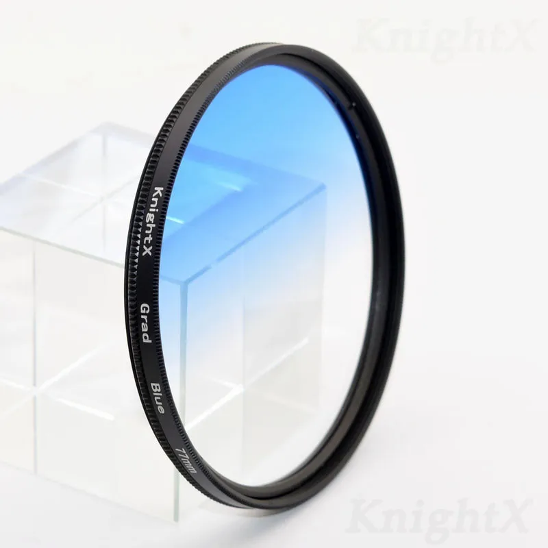 KnightX 24 цветной фильтр для фотоаппарата Nikon canon foto filtre photo pro 24-70 мм аксессуары для камеры densidad neutra 49 мм 52 мм 55 58 мм 67 мм - Цвет: Grad Blue