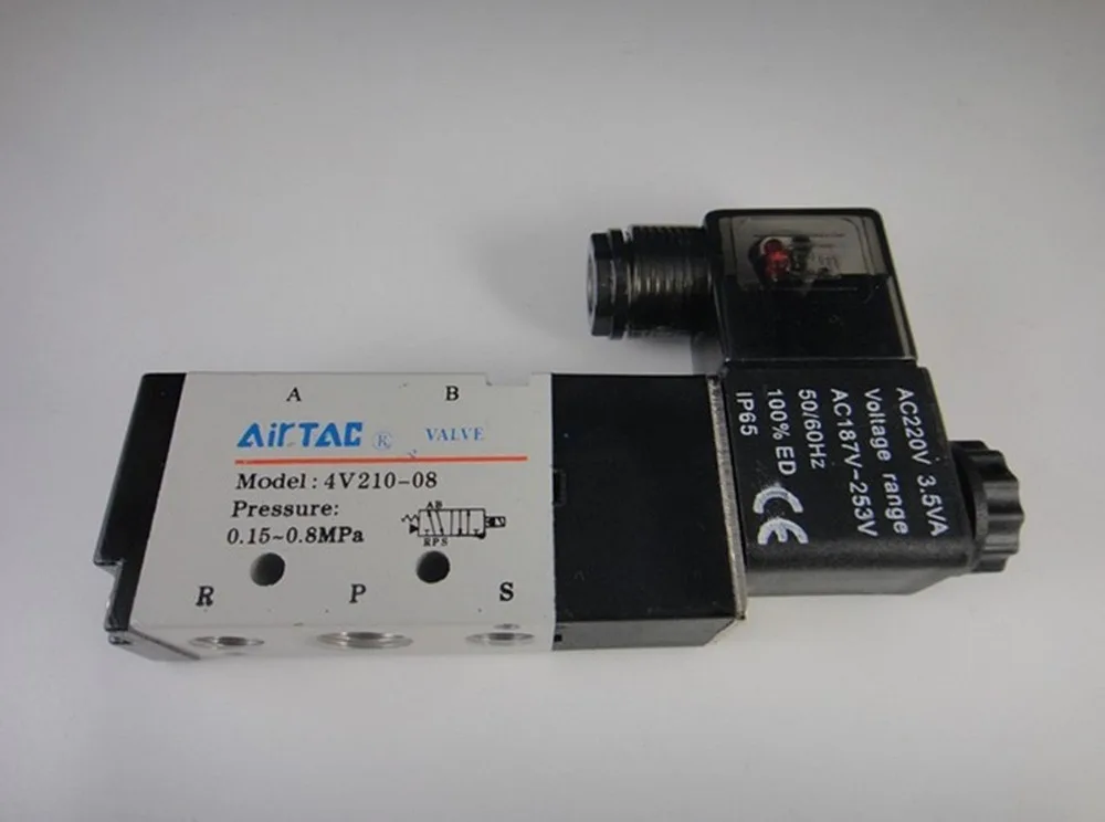 

1pc Air Solenoid Valve 4V210-08 With Indicator 5 Port 2 Position 2/5 Way 1/4" Pneumatic Control Valve 12VDC 24VDC 110VAC 220VAC