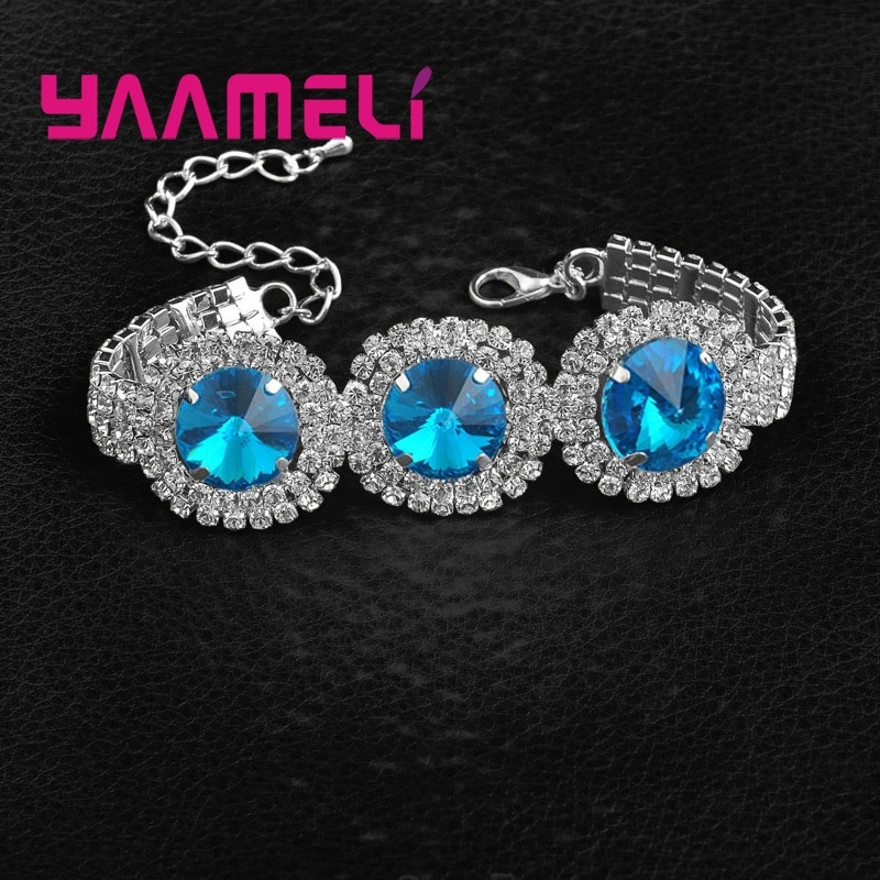 Элегантный роскошный 925 пробы серебряный браслет с кристаллами Подарки для женщин девочек День рождения Юбилей вечерние аксессуары