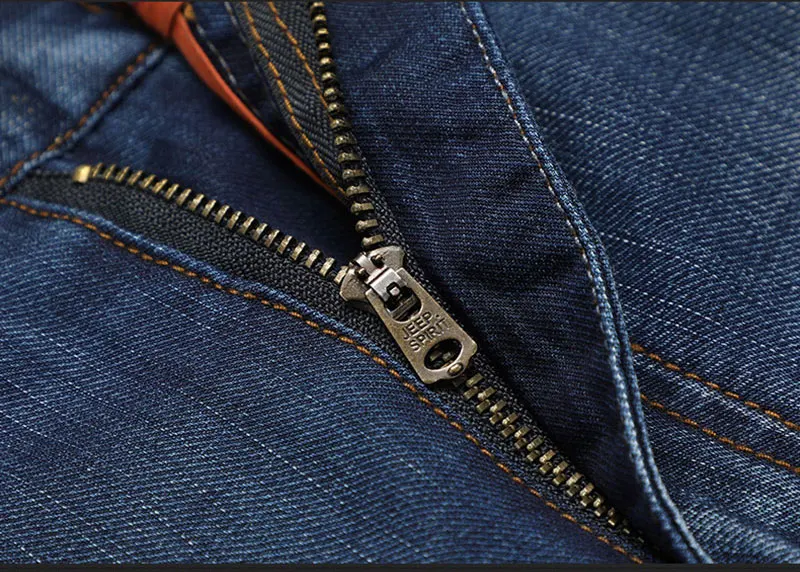 2019 Spring Summer JEEP Brand Cotton Jean Elastic Mens Casual Full Length Mid Waist Straight Jeans Cotton Pants Fashion Trousers (42)