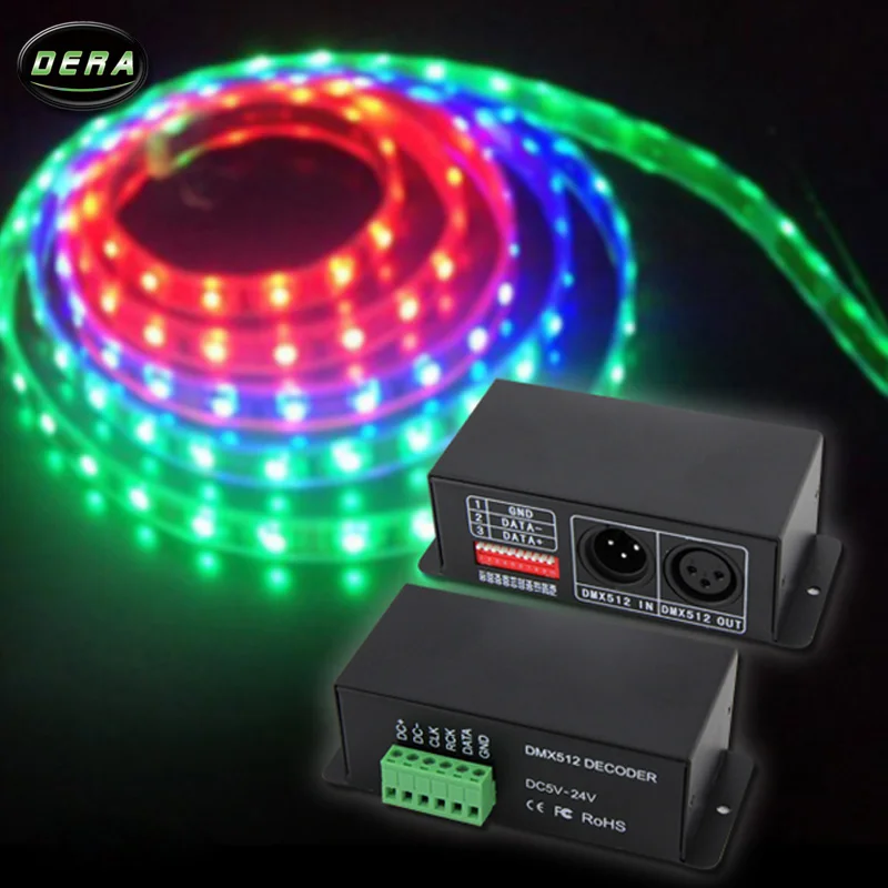 

2PCS/lot DMX512 Signal Decoder LED IC signal decoder WS2811,TM1804,TM1809,TM1812 driving IC,DC5V-24V input DMX Decoder