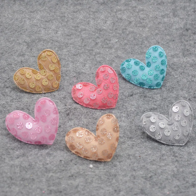 

30pcs/lot 5*4.5cm Sequin Heart Padded Appliques for DIY handmade children's hair accessories, gift decoration accessories