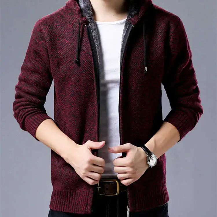 2019 font b Men s b font Casual Large Size Hooded Knit font b Jacket b