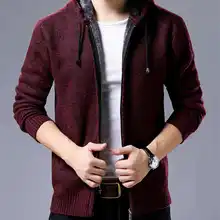 2019 font b Men s b font Casual Large Size Hooded Knit font b Jacket b