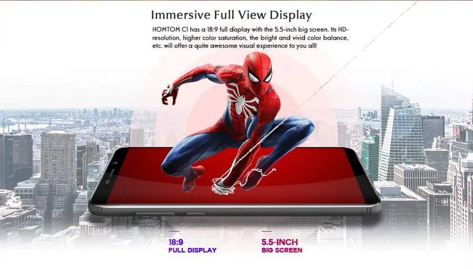 Original Global Version HOMTOM C1 Smartphone Android 8.1 Camera Fingerprint 16GB 5.5 Inch Mobile Phone Full Display 13MP 18:9 Di