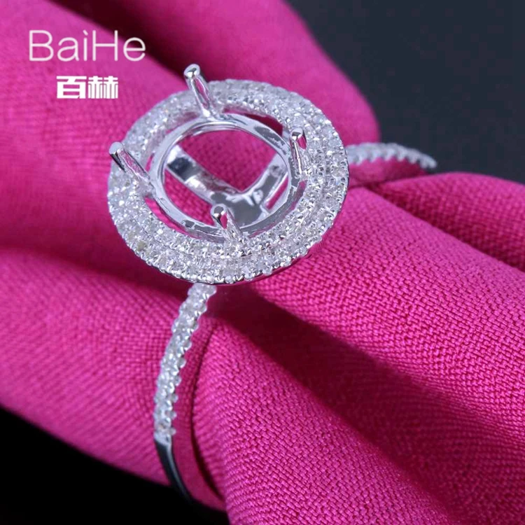 BAIHE Solid 14 K белое золото(AU585) Сертифицированный овальный вырез свадебные женские милые/Романтические ювелирные изделия из драгоценных камней элегантное unirque полу крепление кольцо