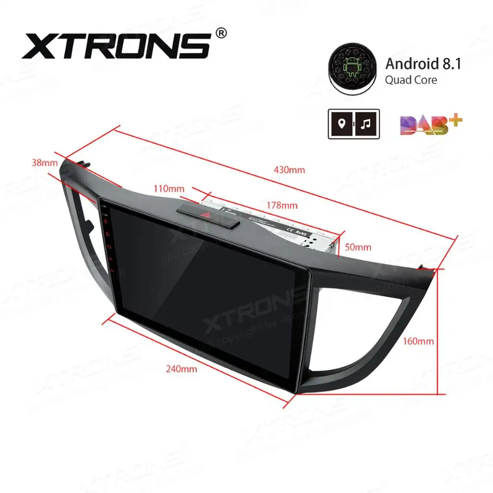 Sale XTRONS 10.1" 1din Android 8.1 car Multimedia System stereo for Honda CR-V 2012 2013 2014 2015 2016 RCA GPS Navigation NO DVD 5
