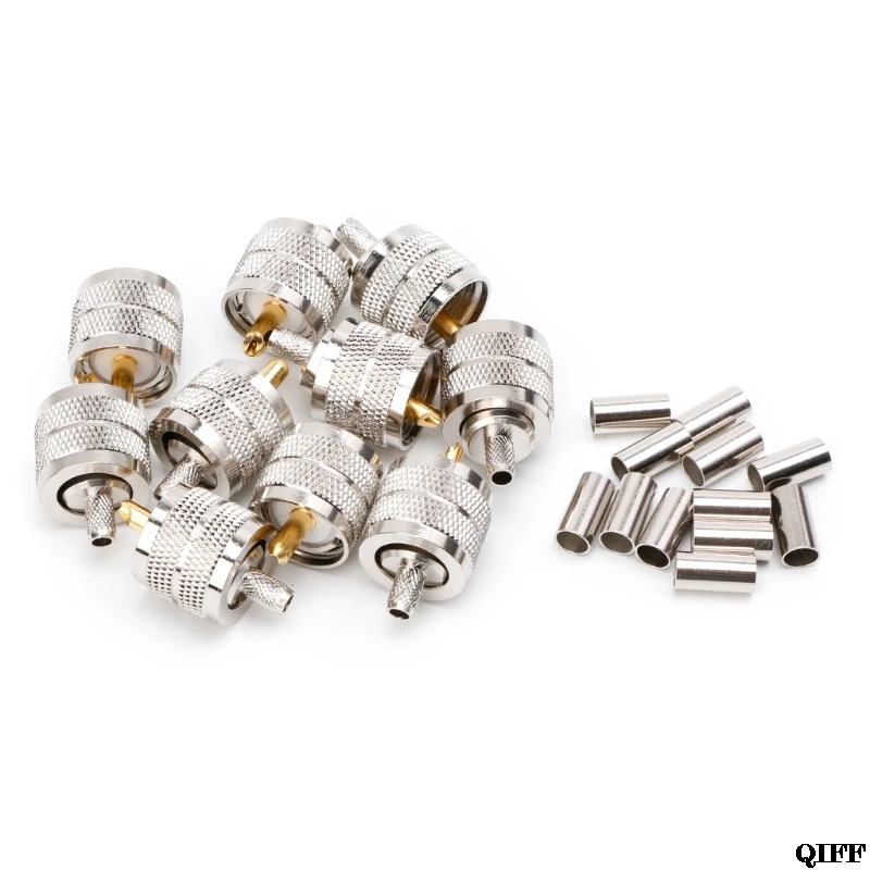 

10PCS UHF Male PL259 Plug Crimp RG58/142 LMR195 RG400 Screwed Coupling Connector Mar28