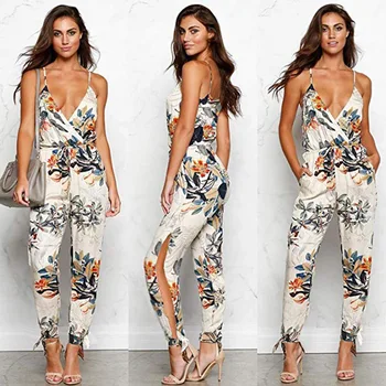 

Womens black romper Jumpsuits 2019 Fashion Pantalon V Neck Sleeveless Playsuits Combinaison Femme Casual Summer jumpsuit for wom