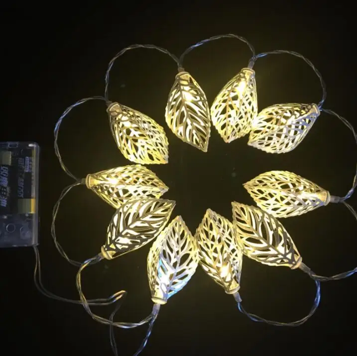 

Hollow leaf decorative lamp string 1.5M10LED multi-functional decorative metal leaf lamp string