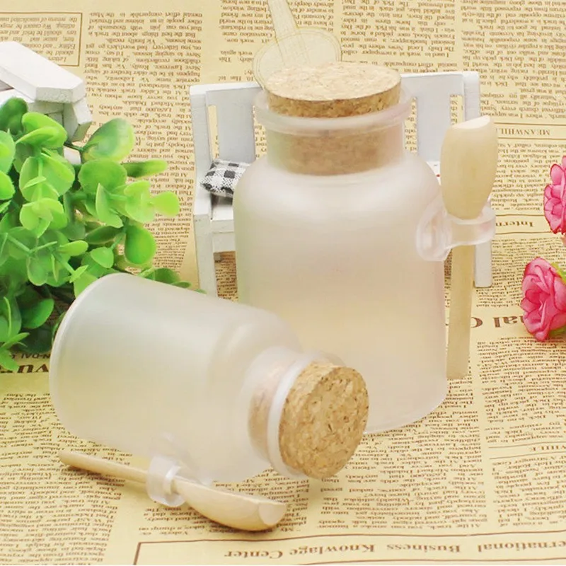 

ABS Round Bath Salt Bottles 100g 200g Powder Plastic Containers with Cork Jar with Wood Spoon Packaging Bottle 100pcs/lot