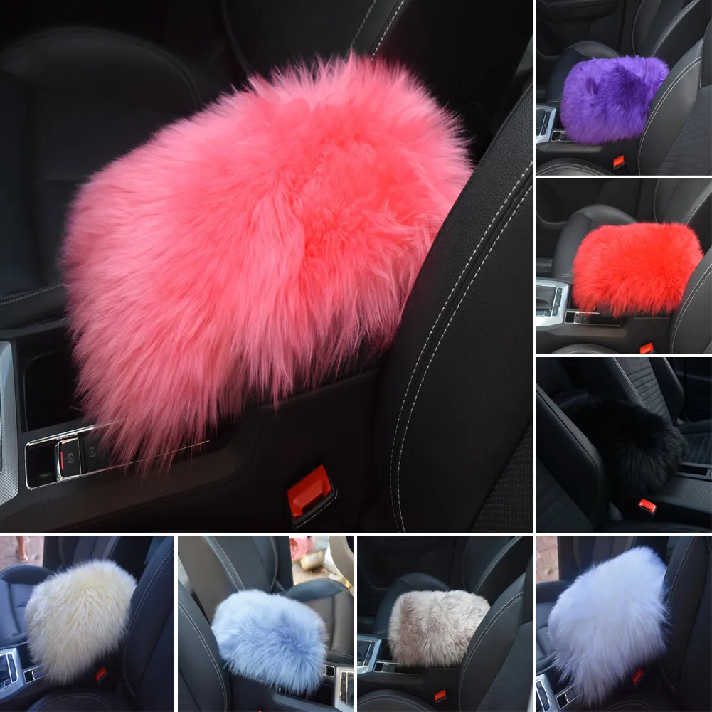 

2019 Universal Warm Wool Car Armrest Console Pad Cover Soft Fluffy Arm Rest Seat Mat Auto Supplies CSL88