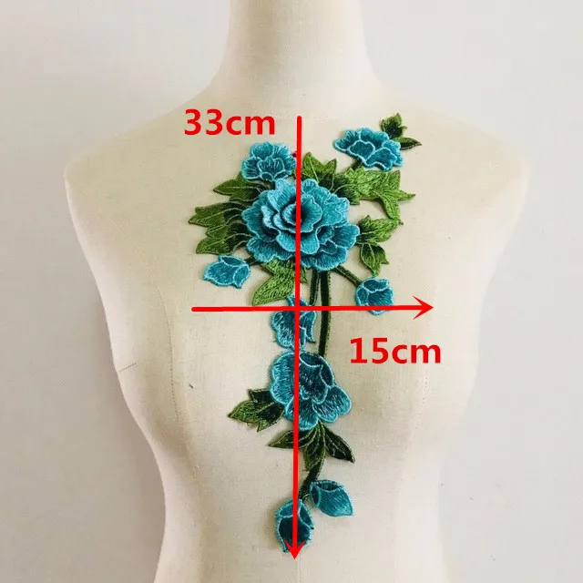 1 комплект Красивая Голубая Роза вышитый цветок цветочный воротник пришить нашивка аппликация значок бюст платье ручной работы ремесло ткань с орнаментом