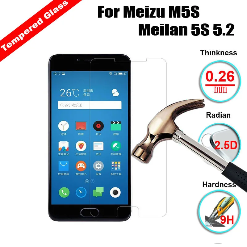 Закаленное стекло 9H 2.5D 0 3 мм для Meizu M5S Meilan 5S 5 2 устойчивое к царапинам ультратонкое