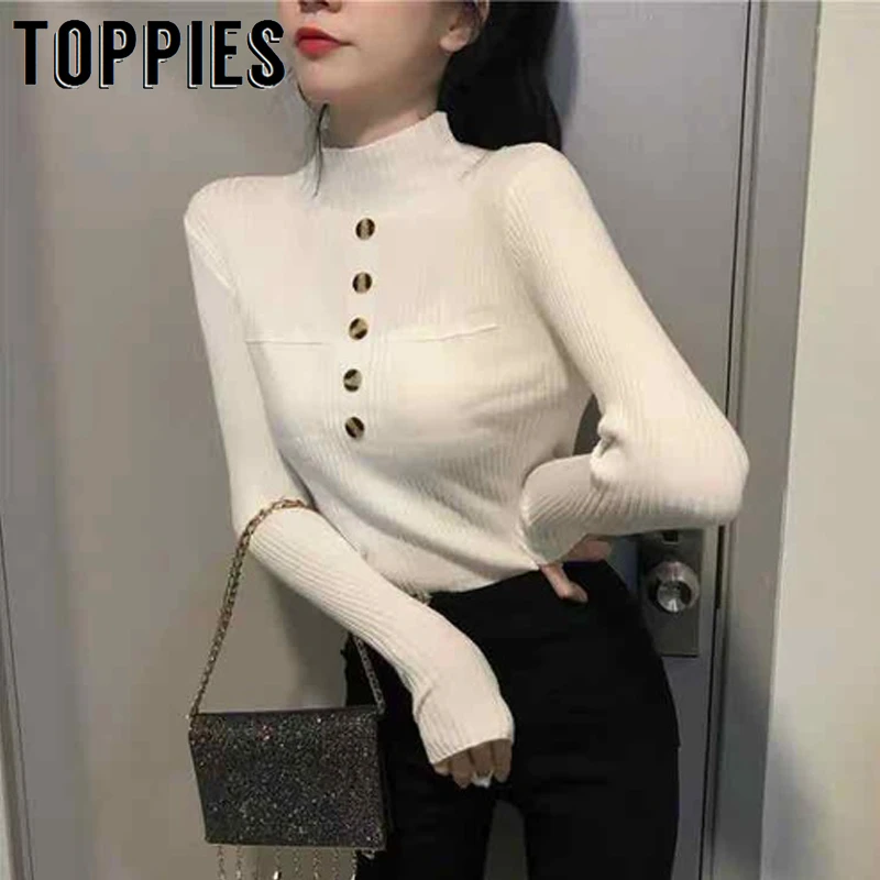 

2019 Korean Style Women Knitting Sweater Autumn Long Sleeve Pullovers Turtleneck Sweater Solid Color