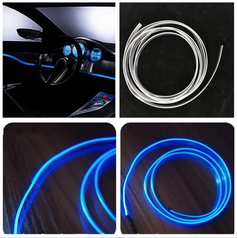 4 м Автомобильный светодиодный Одноцветный боковой светящийся волоконно-оптический светильник, комплект для освещения салона автомобиля, ПММА волоконный кабель - Испускаемый цвет: Blue light
