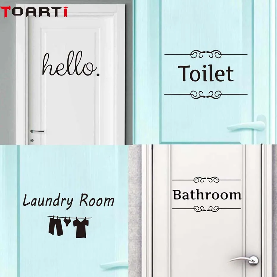 Toilet Sign Door Stickers Decal Vinyl Wall Stickers For Bathroom Hotel Waterproof Self Adhesive Wallpaper Home Decor Accessories Toilet Sign Door Stickers Decal Vinyl Wall Stickers For Bathroom Hotel Waterproof Self Adhesive Wallpaper Home Decor Accessories