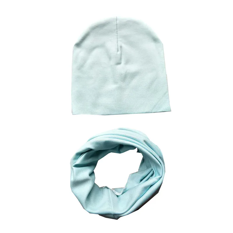 light blue Г. Весенний Детский комплект с шапкой, осенне-зимний шарф с воротником для мальчиков и девочек, теплый шейный платок, детские вязаные шапки, комплекты хлопковая детская шапка, шарф - Цвет: light blue