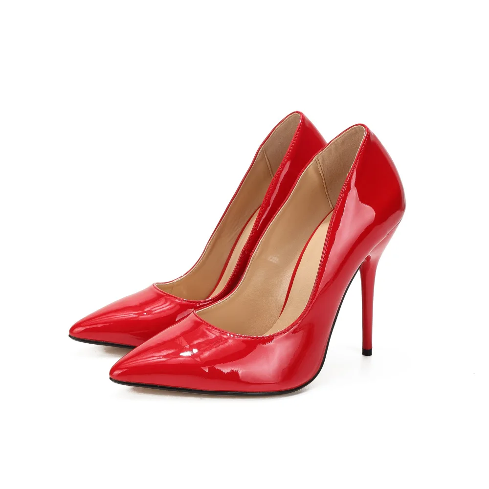 Hey Si Mey/обувь; Осенняя женская обувь; туфли-лодочки телесного цвета из лакированной кожи на высоком каблуке 12 см и платформе; женская обувь Красного цвета размера плюс 48