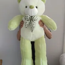 Прекрасный плюшевый медведь игрушка набитый, легкий зеленый плюшевый медведь с бантом подарок на день рождения около 100 см