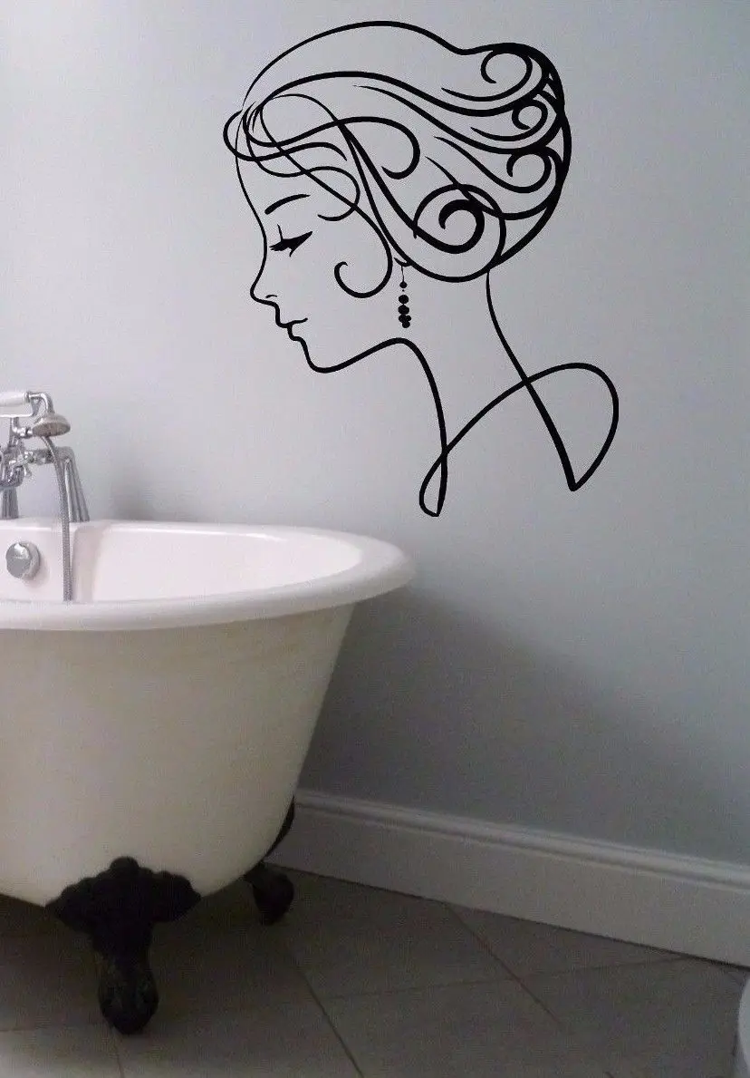 Beautiful Classy Retro Woman Wall Decal Vanity Bathroom Mirror Bathin