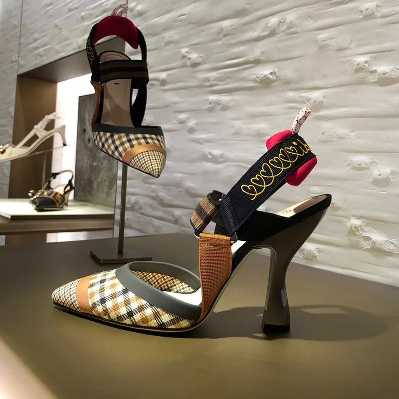

Pumps Women Shoes Pointed Toe Gladiator Retro Ladies 6CM 9CM Thin Heel 2019 Spring Summer Pumps Size 35-39