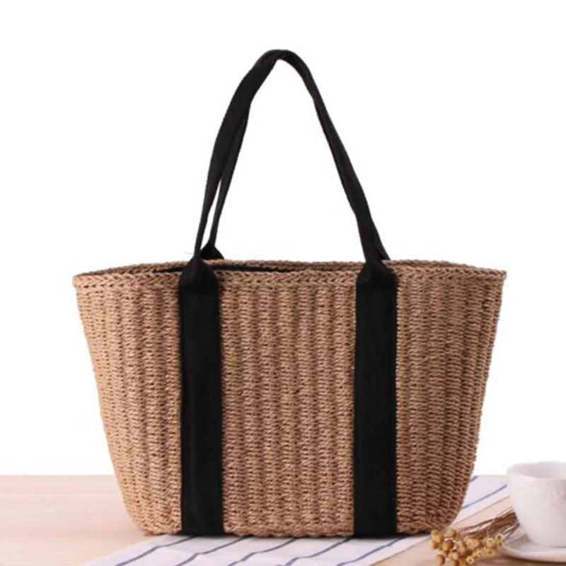 

Women Handbag Summer Beach Bag Rattan Woven Handmade Knitted Straw Large Capacity Totes Women Shoulder Bag Bohemia Sac A Main