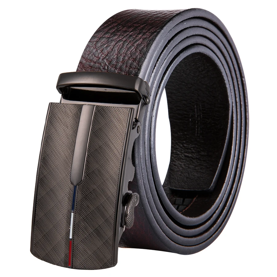 

Genuine Leather Belt Alloy Automatic Buckle Luxury Belt Barry.Wang Fashion High Quality Brown And Blue Waist Belt For Men G-0031
