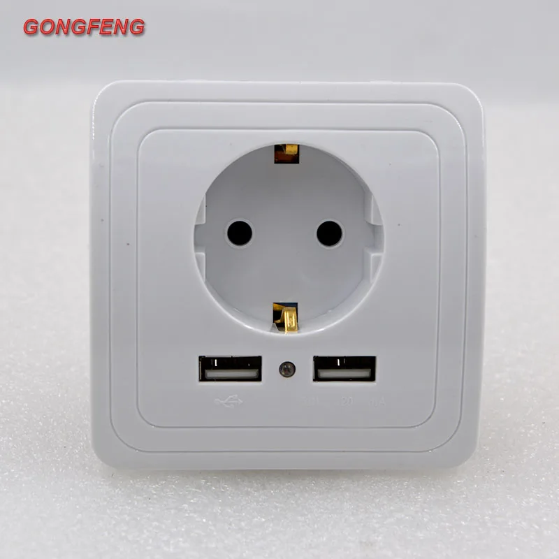 

GONGFENG NEW 86 Type Wall Socket with Double USB German Standard European standard socket panel Special Wholesale Free Shipping