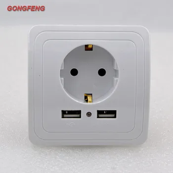 

GONGFENG NEW 86 Type Wall Socket with Double USB German Standard European standard socket panel Special Wholesale Free Shipping