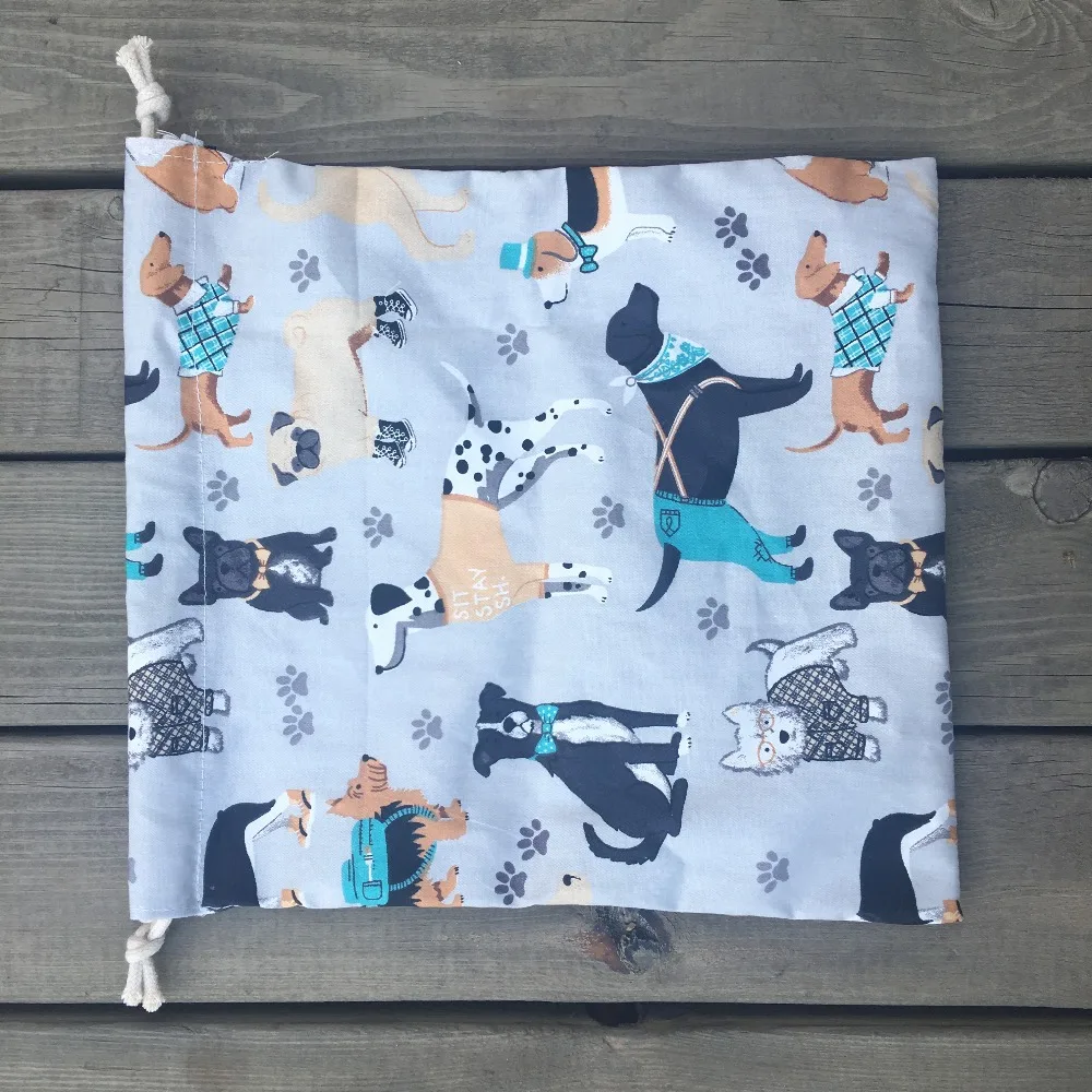 Cotton Twill Drawstring Multi-purpose Bag Party Gift Bag Various Dogs Pet Animals YL73