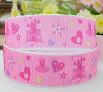 

2015 Top Fashion New Lovely princess and castle Ribbon 7/8" princess and castle Printed Grosgrain Ribbon 100yards