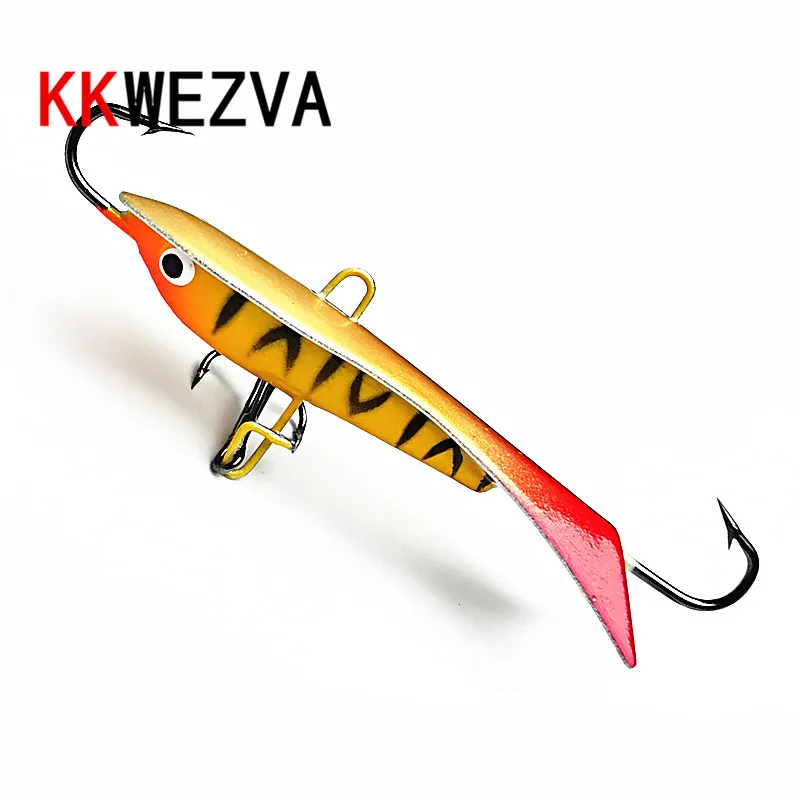 

KKWEZVA 1pc 60mm 9.3g Metal color Fishing Lure winter Ice Jig Fishing Hard Bait Minnow Pesca Tackle hooks