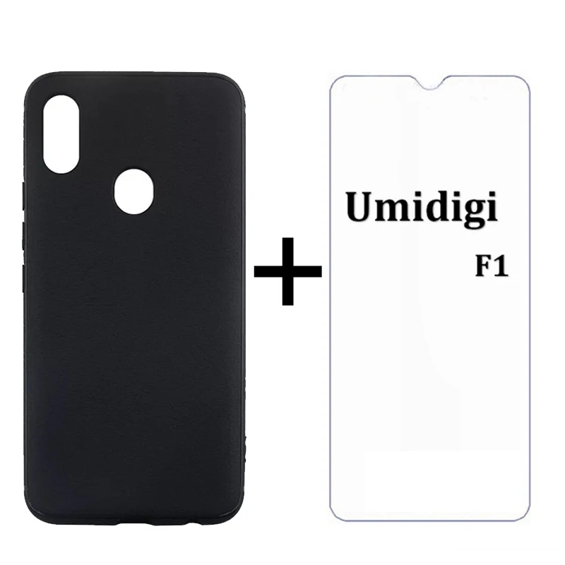

For Umidigi F1 Screen Protector Tempered glass film + Soft Silicone Shockproof skin Protective Back Cover Case For Umi F1