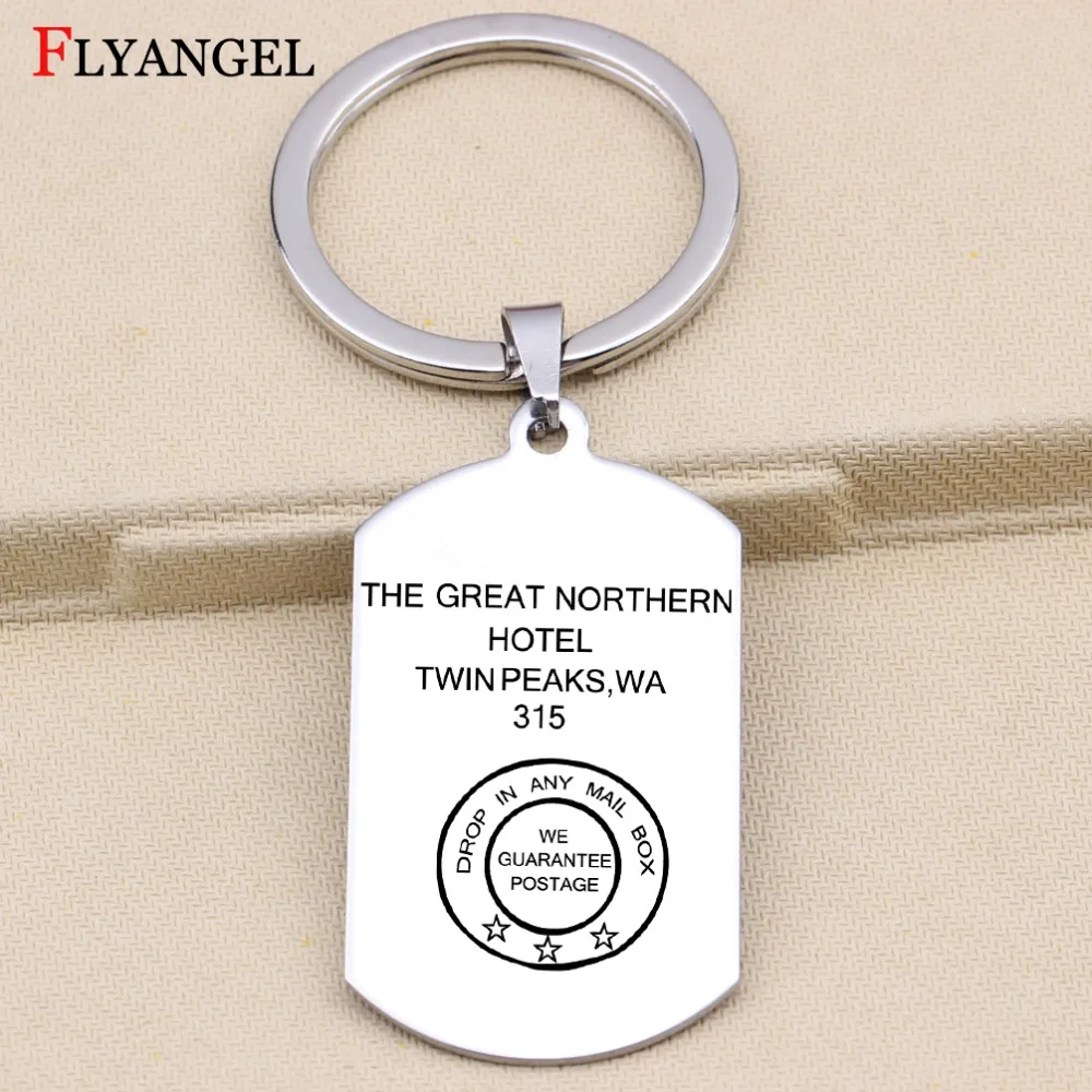 

Twin Peaks keychain Keytag The Great Northern Hotel Jewelry Keyring Gifts for Twin Peaks Fans Women Men Car Bag Key chain