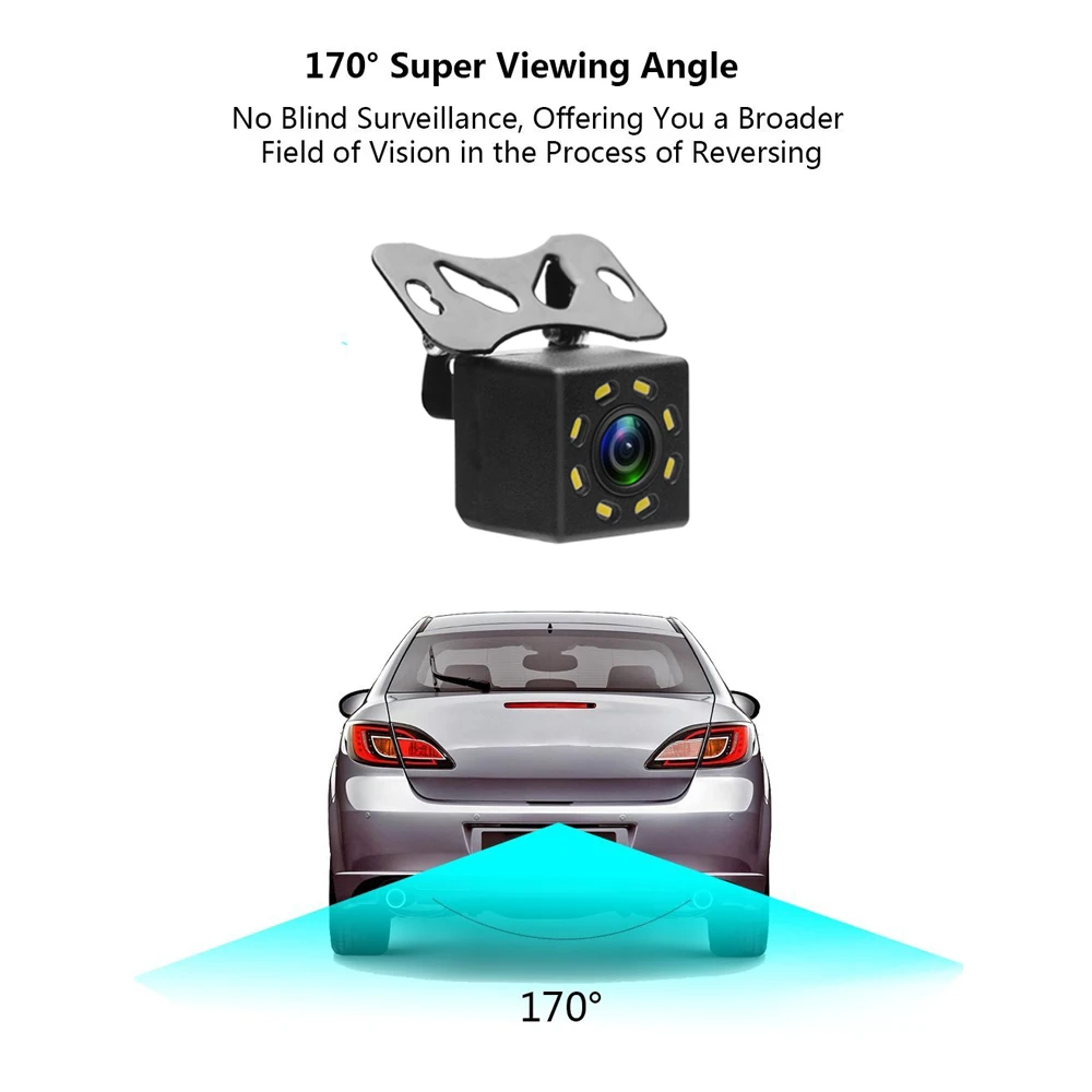 AMPrime Автомобильная камера заднего вида Универсальная дублирующая для парковки заднего вида камера 8 ИК ночного видения Водонепроницаемая 170 широкоугольная HD цветное изображение