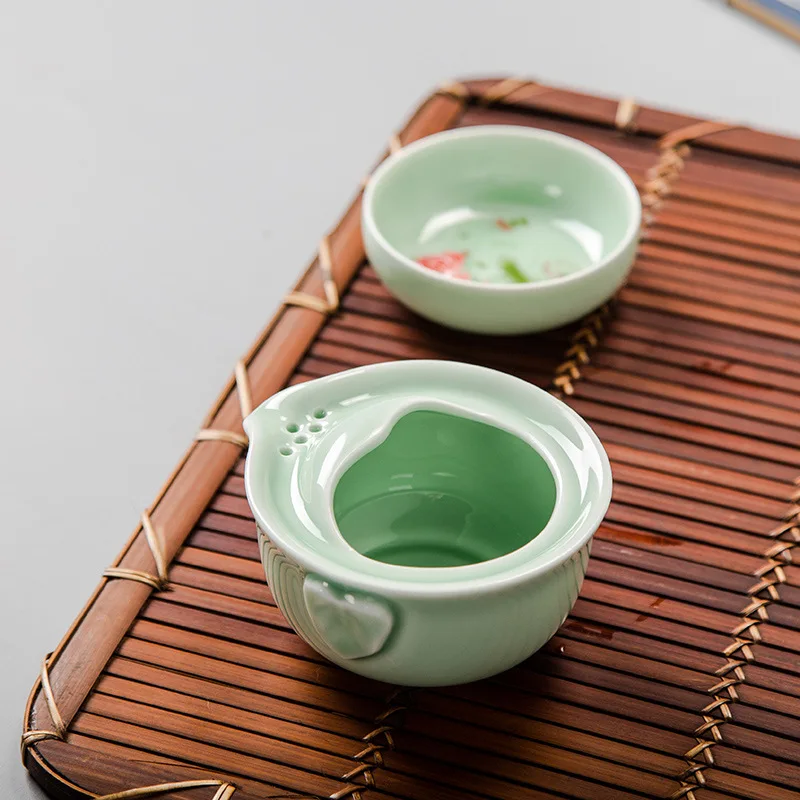 Высококачественный чайный сервиз Celadon 3D Carp gaiwan, зеленый элегантный чайный набор кунг-фу, включает 1 чайный горшок 1 чайную чашку, красивый легкий чайник