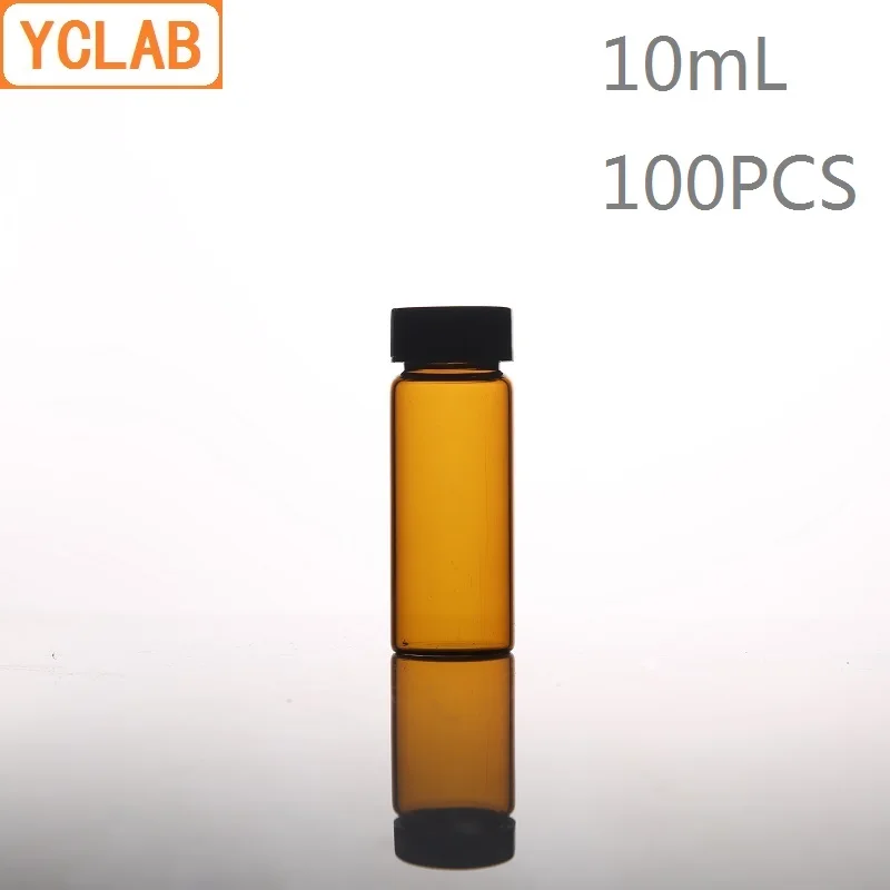 

YCLAB 100PCS 10mL Glass Sample Bottle Brown Amber Screw with Plastic Cap and PE Pad Laboratory Chemistry Equipment