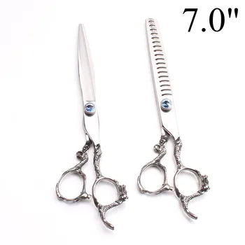 

7" 19.5cm JP 440C Engraving Logo Grooming-for-dog Cutting Shears Thinning Scissors Professional Hair Scissors Set of Tool C9006