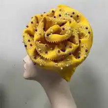 Нигерийские желтые турбины для женщин Африканский ASO OKE Авто геле для африканских шляп нигерийский тюрбан в стиле геле с бусинами